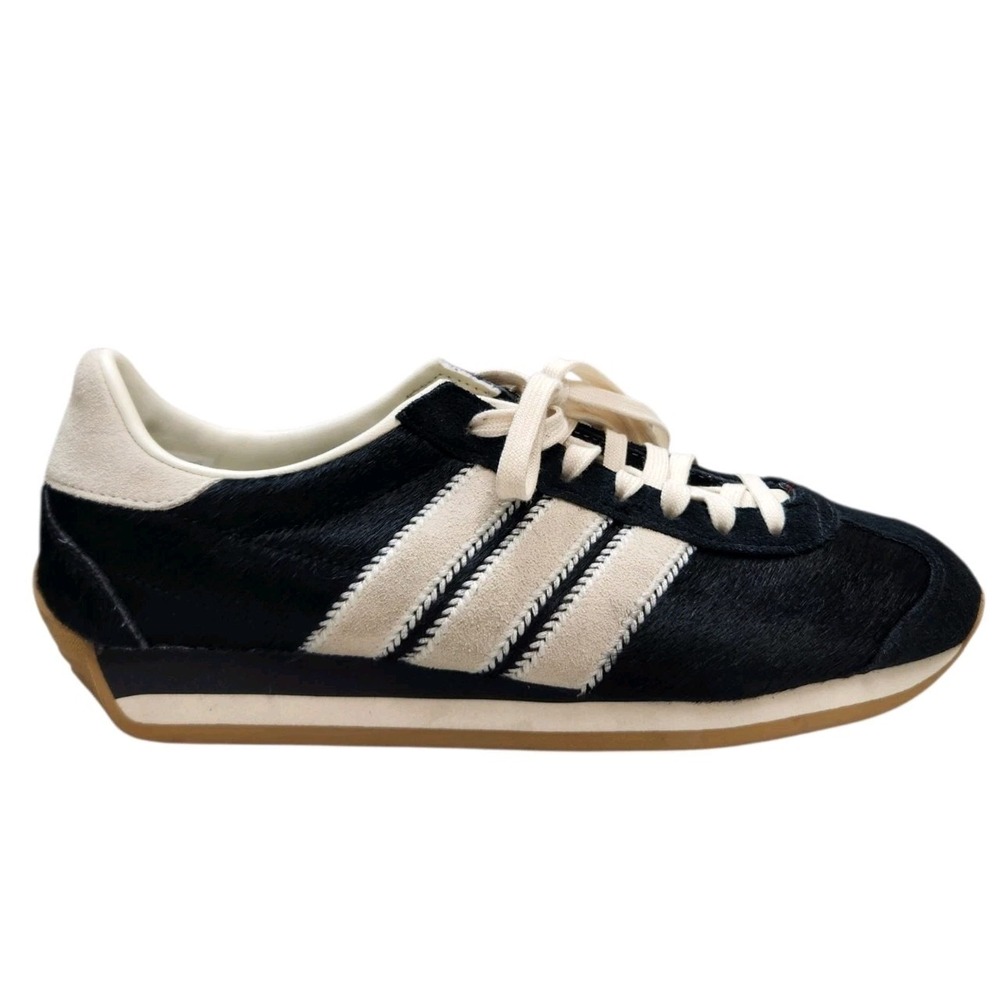 Adidas Size 8.5 Originals Gazelle Pony Hair Suede Sneakers Black White Stripes